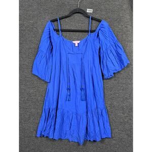 Lilly Pulitzer Alanna Open Shoulder Mini Dress Womens Size XXS Blue Bomber Boho